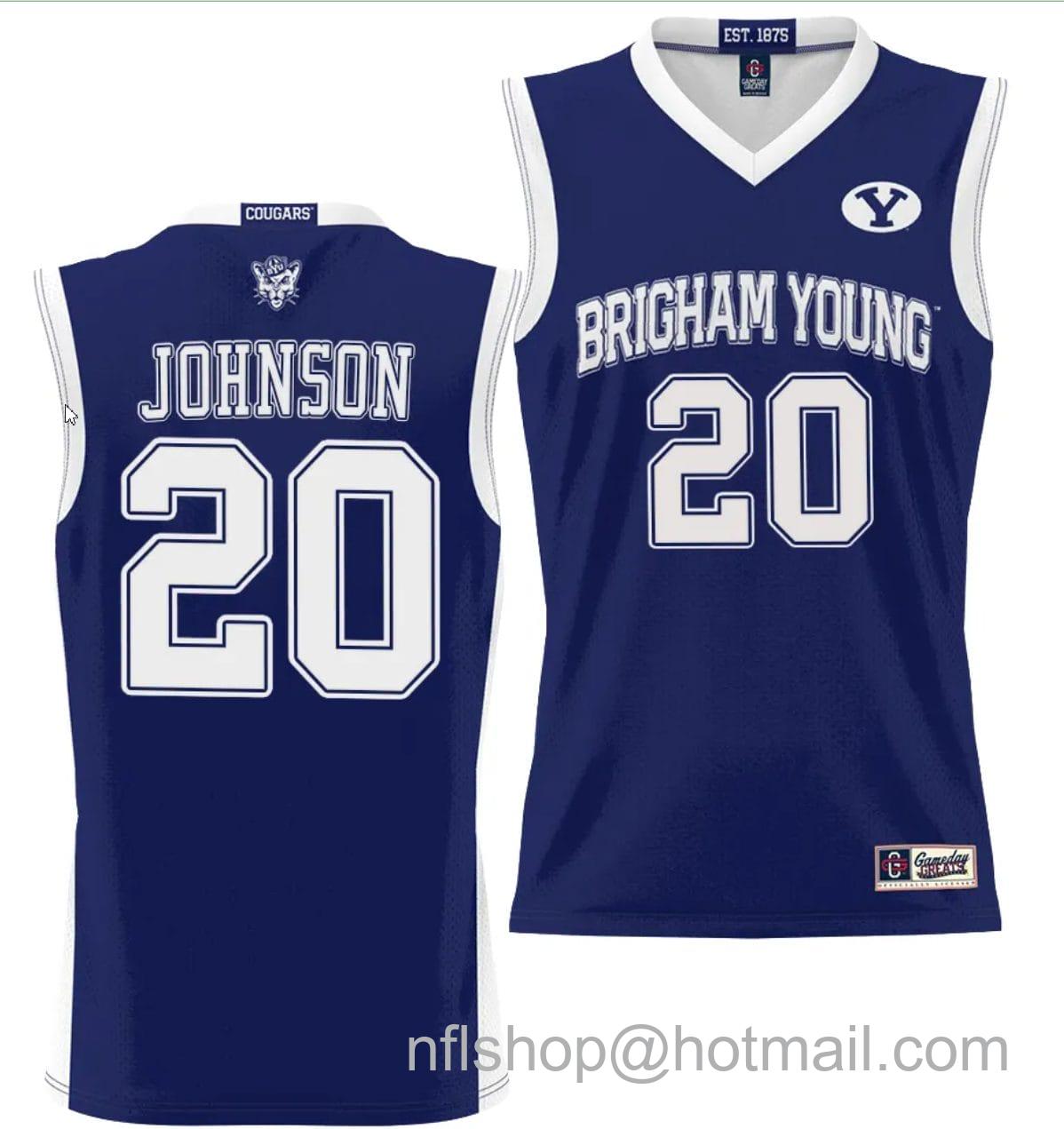 Men's Gameday Great  Spencer Johnson Jersey #20 BYU Cougars NIL College Basketball Jersey Lightweight Navy