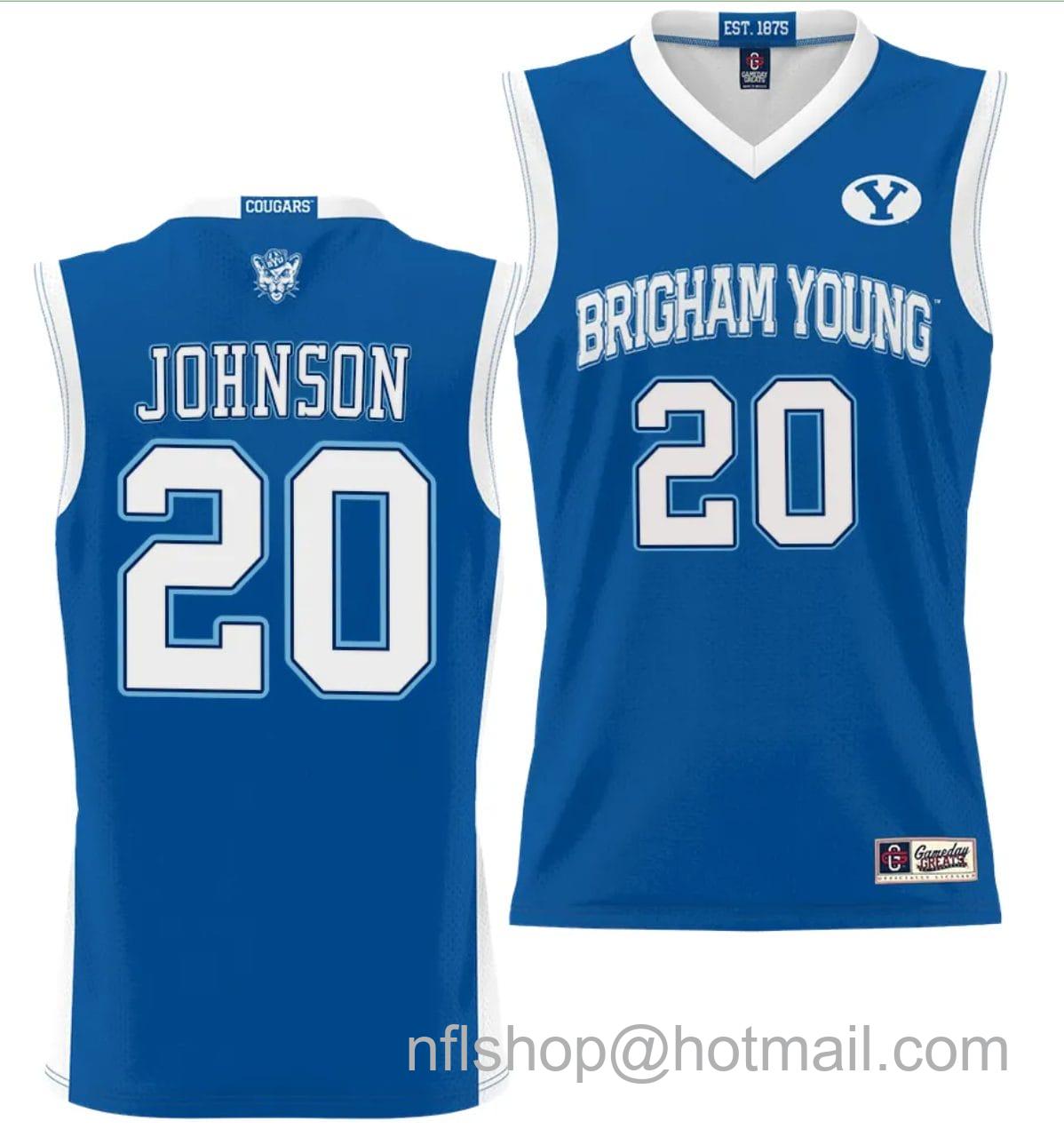 Men's Gameday Great  Spencer Johnson Jersey #20 BYU Cougars NIL College Basketball Jersey Lightweight Royal