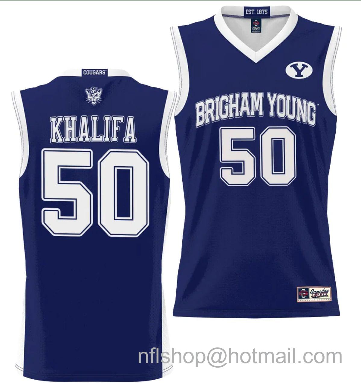 Men's Gameday Great  Aly Khalifa Jersey #50 BYU Cougars NIL College Basketball Jersey Lightweight Navy