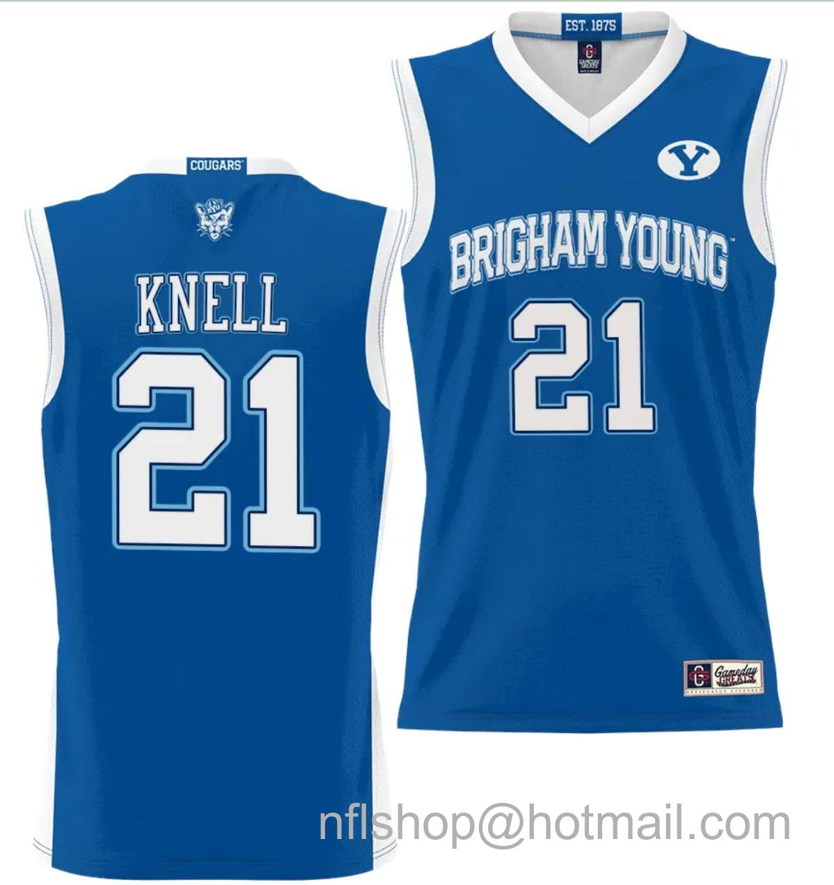 Men's Gameday Great  Trevin Knell Jersey #21 BYU Cougars NIL College Basketball Jersey Lightweight Royal