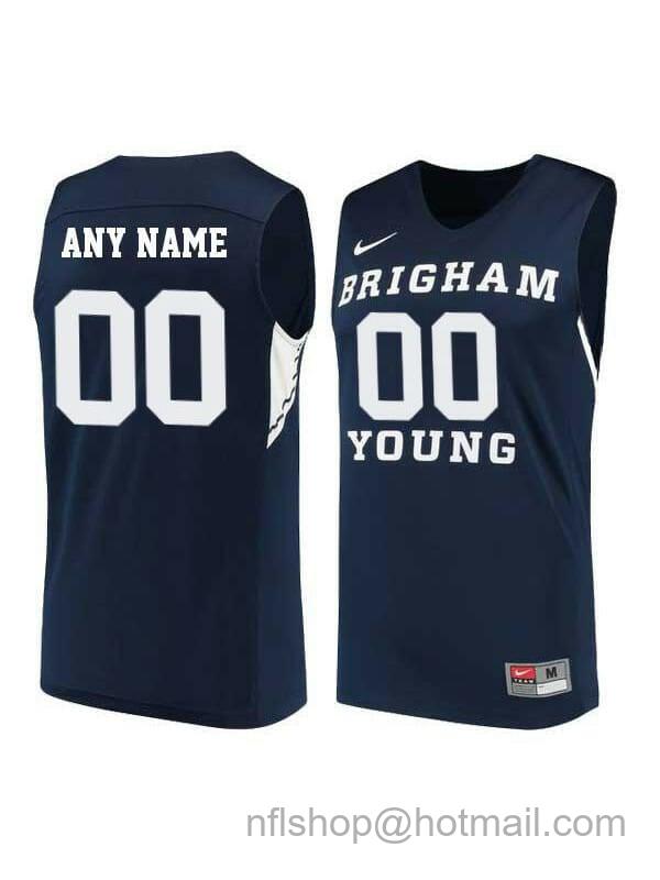 Men's Nike Custom BYU Cougars Basketball Jersey College Name and Number Elite Navy