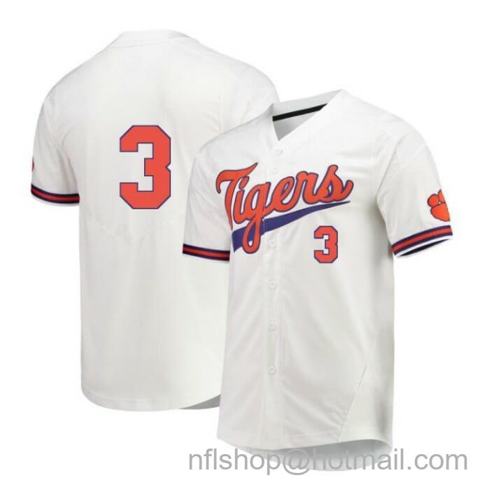 Men's Nike Dylan Brewer Jersey Clemson Tigers Baseball NCAA College White Alumni #3