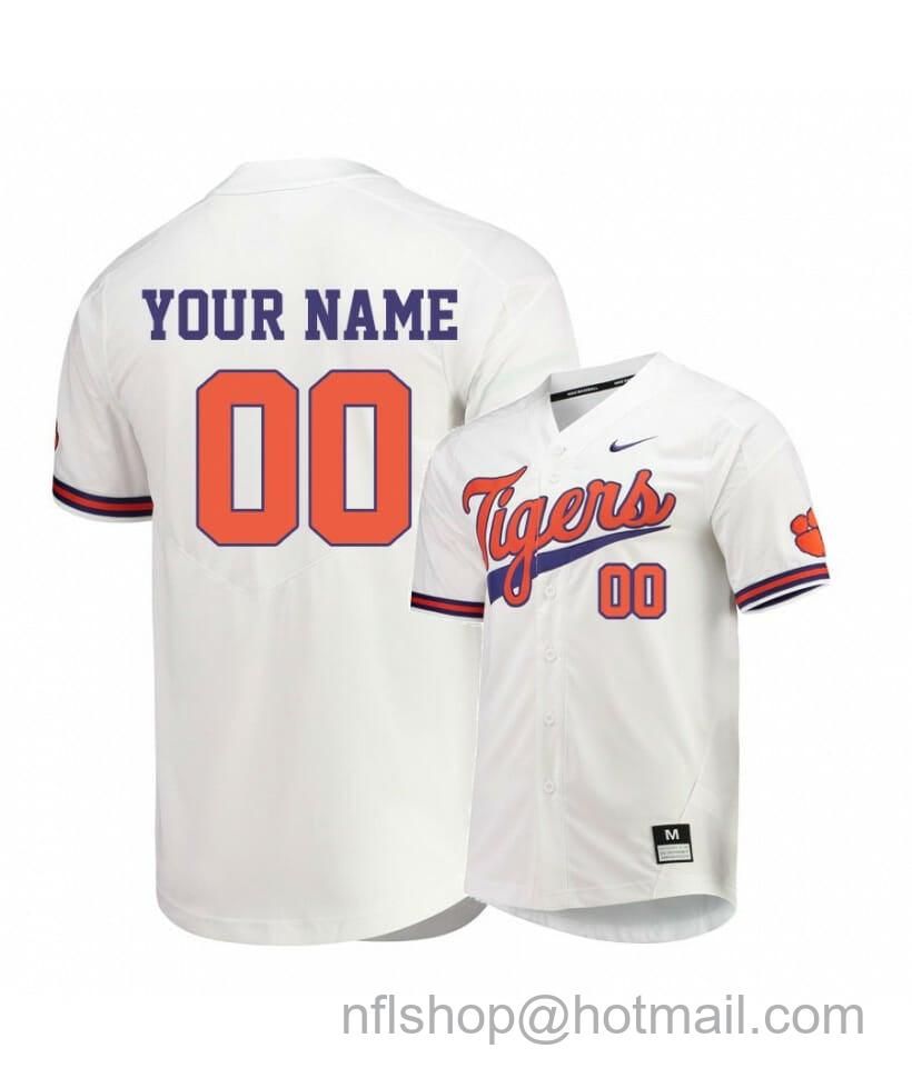 Men's Nike Clemson Tigers White Elite Custom College Baseball Jersey