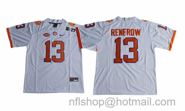 Men's Nike Clemson Tigers Hunter Renfrow Jersey #13 College Football White