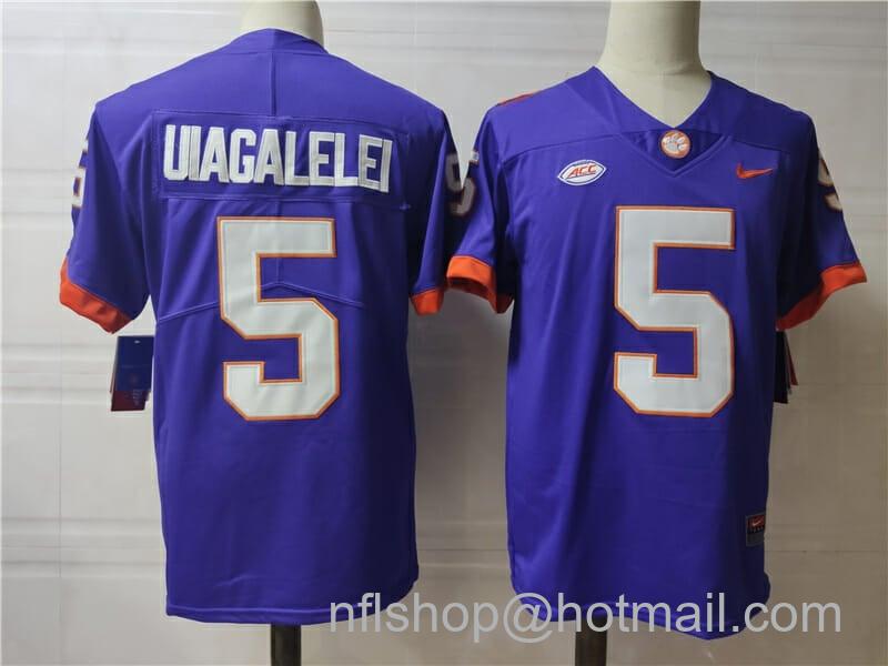 Men's Nike Clemson Tigers #5 Uiagalelei College Football Jersey Purple