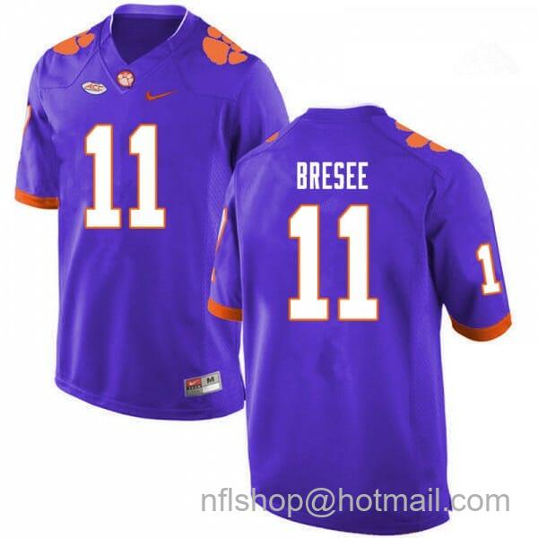 Men's Nike Clemson Tigers Bryan Bresee Jersey #1 College Football Purple