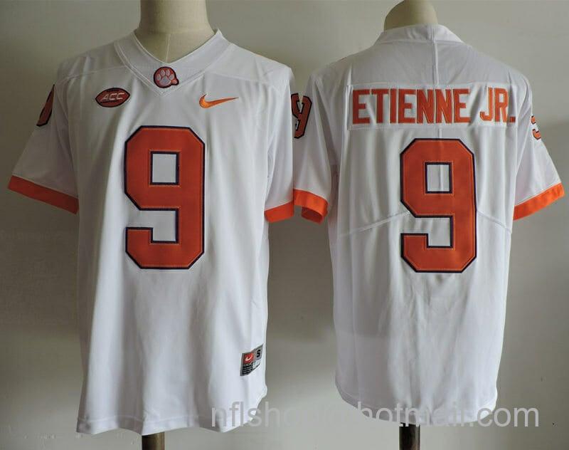 Men's Nike Clemson Tigers #9 Travis Etienne Jr College Football Jersey White