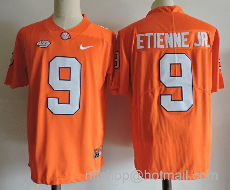 Men's Nike Clemson Tigers #9 Travis Etienne Jr College Football Jersey Orange