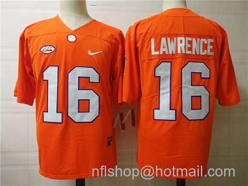 Men's Nike Clemson Tigers #16 Trevor Lawrence College Football Jersey Orange