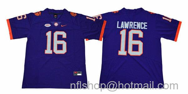 Men's Nike Clemson Tigers Trevor Lawrence Jersey #16 College Football Purple