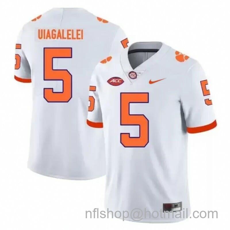 Men's Nike Clemson Tigers #5 D.J. Uiagalelei NCAA College Football Jersey White