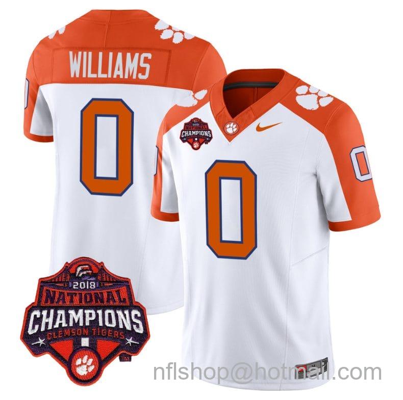 Men's Nike Antonio Williams Jersey #0 Clemson Tigers Vapor Limited Champions Patch College Football Stitched Orange Inverted