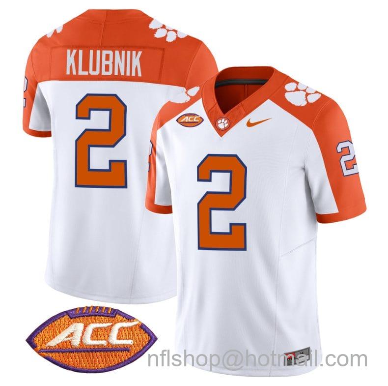 Men's Nike Cade Klubnik Jersey #2 Clemson Tigers Vapor Limited Acc Patch College Football Stitched Inverted