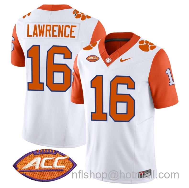 Men's Nike Trevor Lawrence Jersey #16 Clemson Tigers Vapor Limited Acc Patch College Football Stitched Orange Sleeves