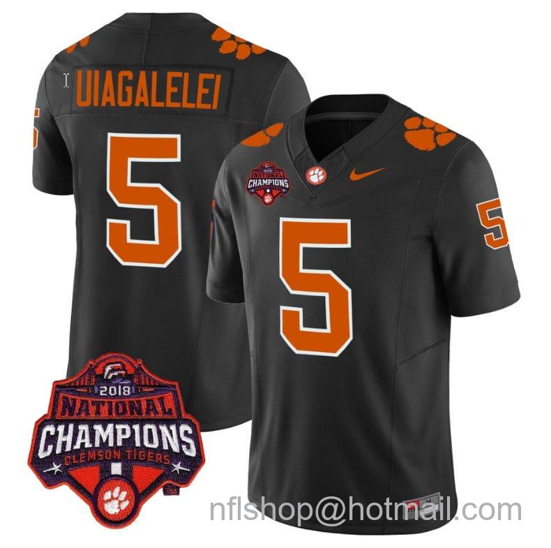 Men's Nike DJ Uiagalelei Jersey #5 Clemson Tigers Vapor Limited Champions Patch College Football Stitched Black