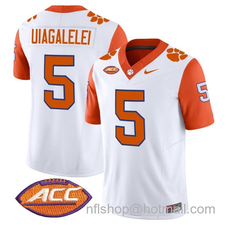 Men's Nike DJ Uiagalelei Jersey #5 Clemson Tigers Vapor Limited Acc Patch College Football Stitched Orange Sleeves