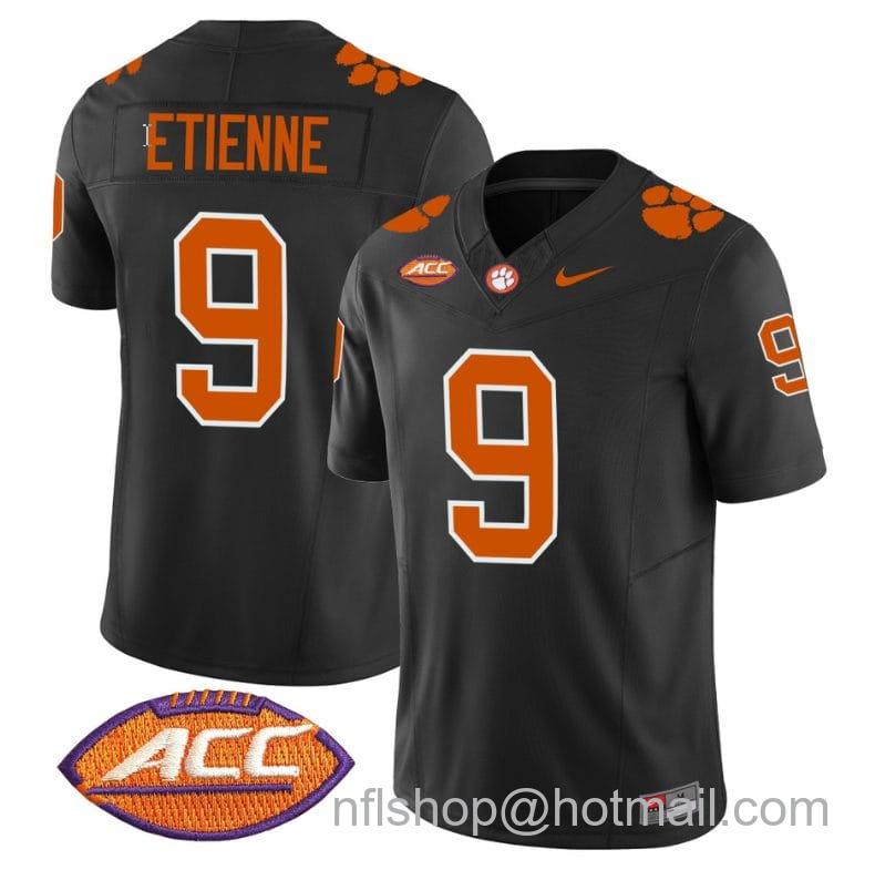 Men's Nike Travis Etienne Jersey #9 Clemson Tigers Vapor Limited Acc Patch College Football Stitched Black