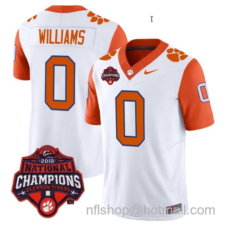 Men's Nike Antonio Williams Jersey #0 Clemson Tigers Vapor Limited Champions Patch College Football Stitched Orange Sleeves