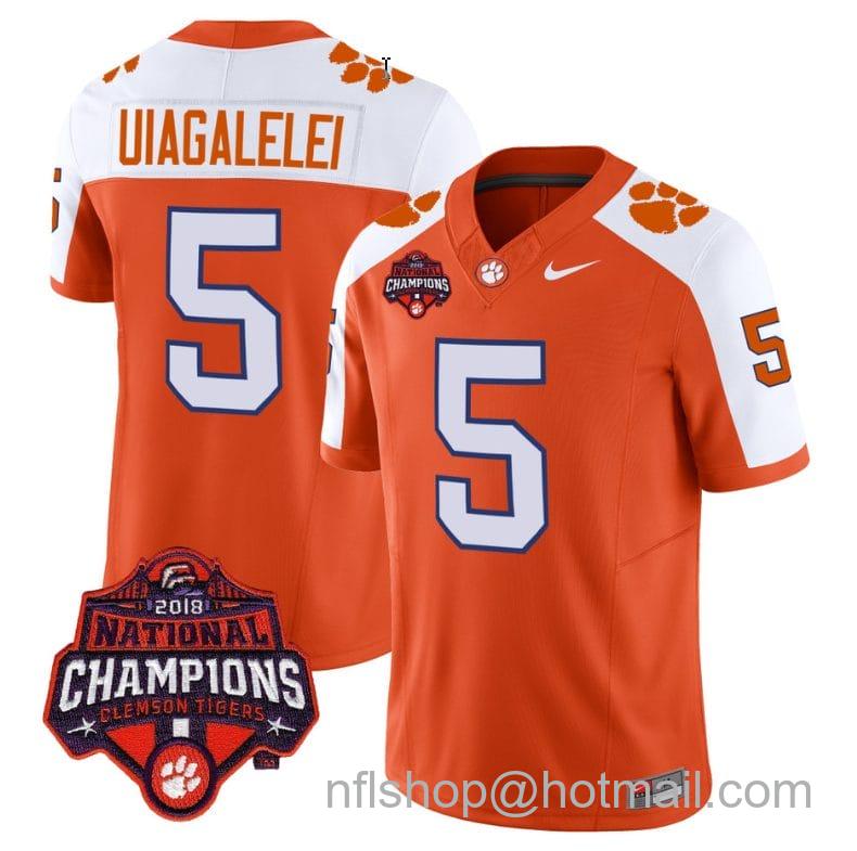 Men's Nike DJ Uiagalelei Jersey #5 Clemson Tigers Vapor Limited Champions Patch College Football Stitched Alternate