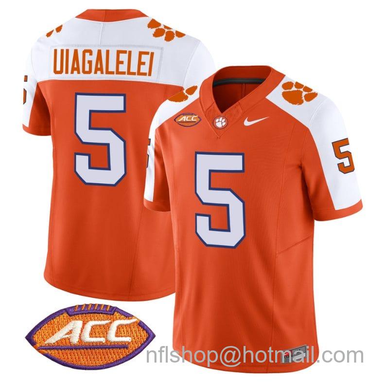 Men's Nike DJ Uiagalelei Jersey #5 Clemson Tigers Vapor Limited Acc Patch College Football Stitched Alternate