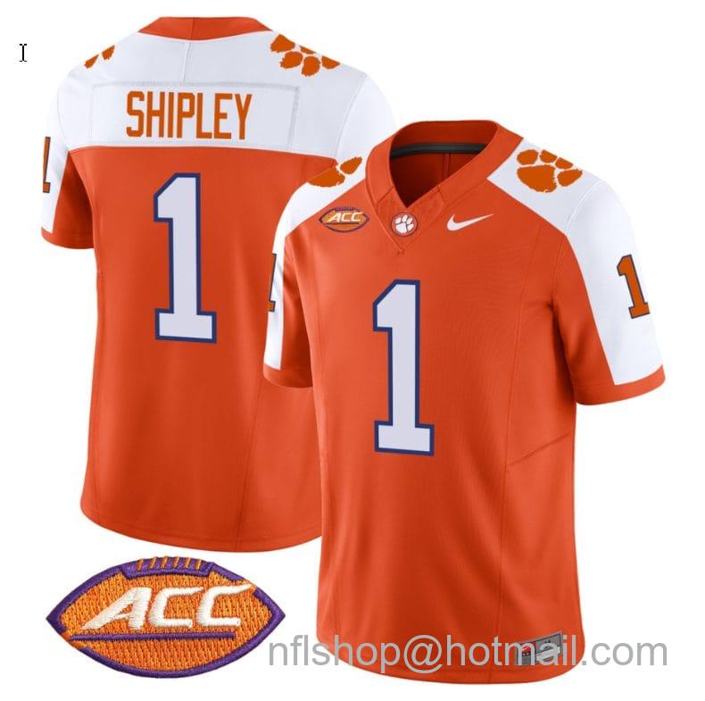 Men's Nike Will Shipley Jersey #1 Clemson Tigers Vapor Limited Acc Patch College Football Stitched Alternate