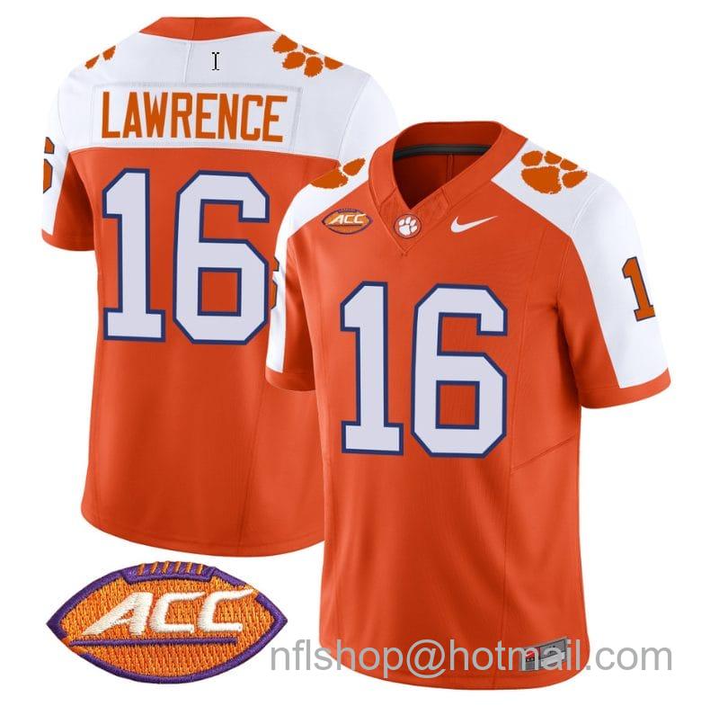 Men's Nike Trevor Lawrence Jersey #16 Clemson Tigers Vapor Limited Acc Patch College Football Stitched Alternate