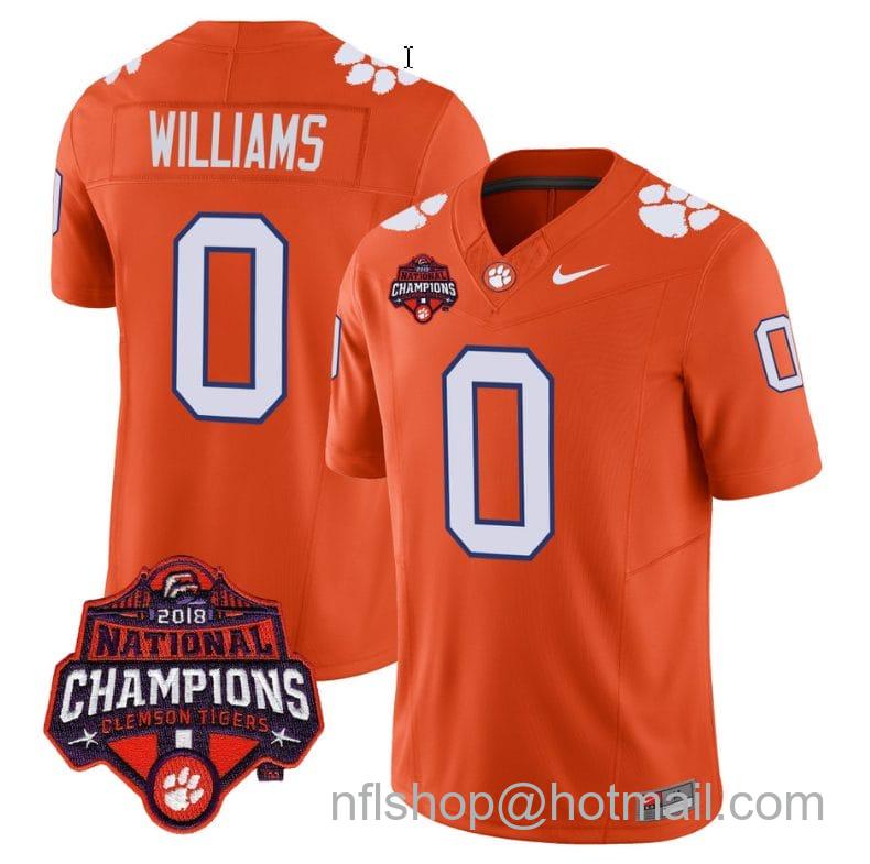 Men's Nike Antonio Williams Jersey #0 Clemson Tigers Vapor Limited Champions Patch College Football Stitched Orange