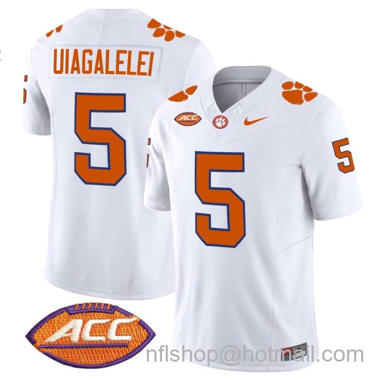 Men's Nike DJ Uiagalelei Jersey #5 Clemson Tigers Vapor Limited Acc Patch College Football Stitched White