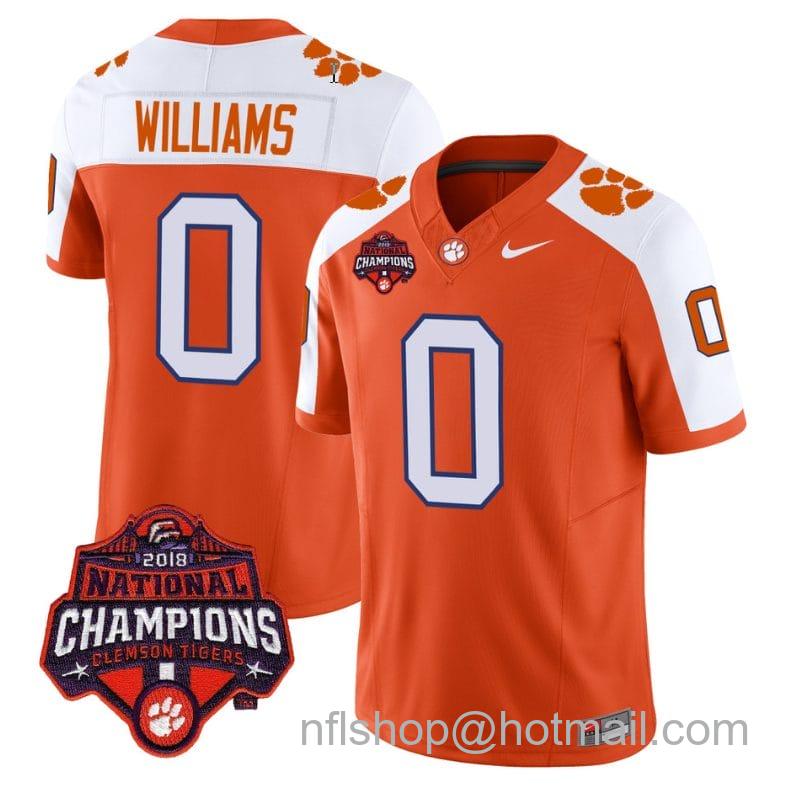 Men's Nike Antonio Williams Jersey #0 Clemson Tigers Vapor Limited Champions Patch College Football Stitched Alternate