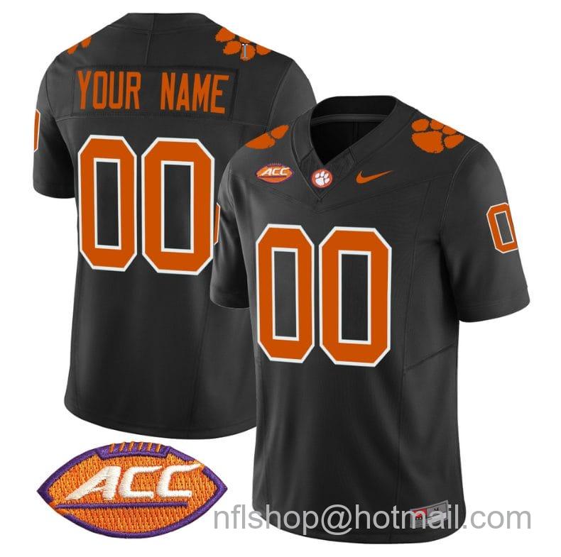 Men's Nike Custom Clemson Tigers Jersey Name and Number Vapor Limited ACC Patch College Football Stitched Black