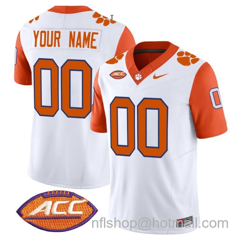 Men's Nike Custom Clemson Tigers Jersey Name and Number Vapor Limited ACC Patch College Football Stitched Orange Sleeves