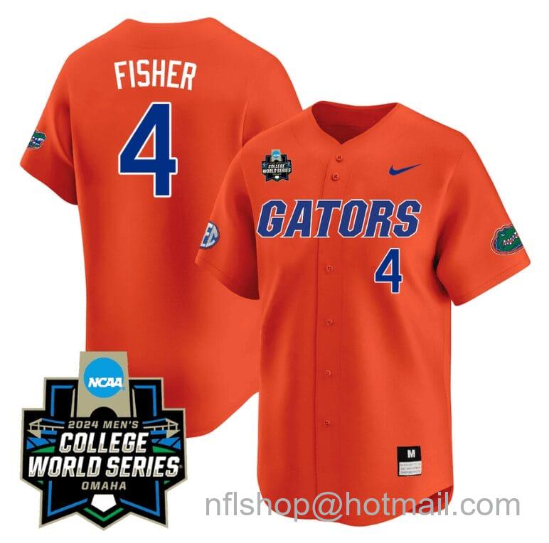 Men's Nike Cade Kurland Jersey #4 Florida Gators 2024 College World Series Vapor Premier Limited NCAA Baseball Stitched Gators Orange