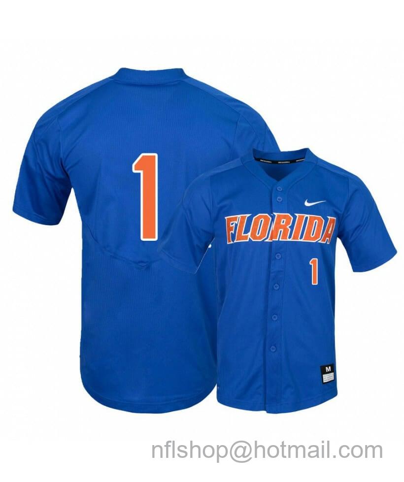 Men's Nike Florida Gators 1 Jacob Young Blue College Baseball Jersey