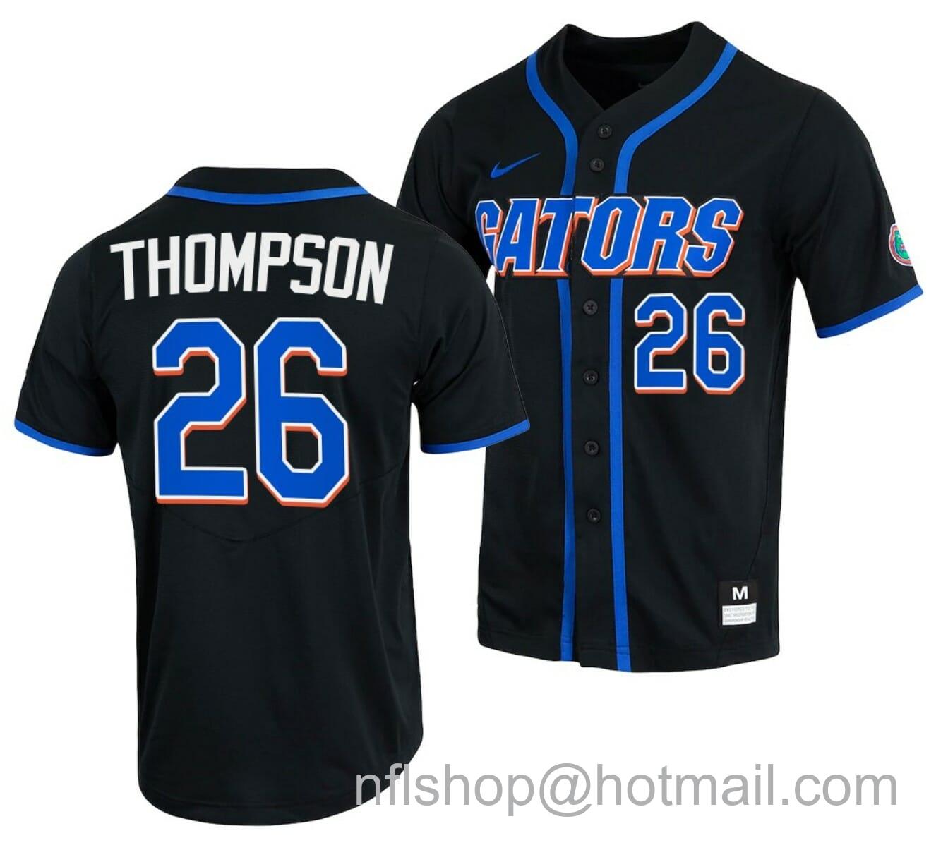 Men's Nike Sterlin Thompson Jersey Florida Gators College Baseball Full-Button Black #26