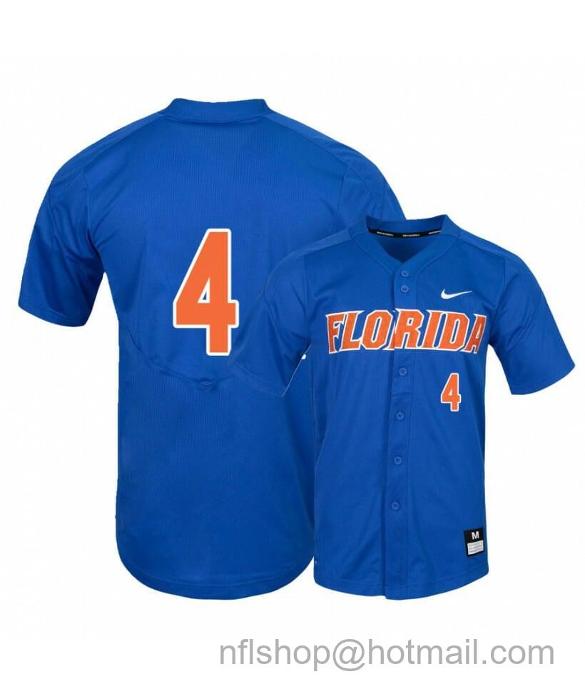 Men's Nike Florida Gators 4 Jud Fabian Blue College Baseball Jersey