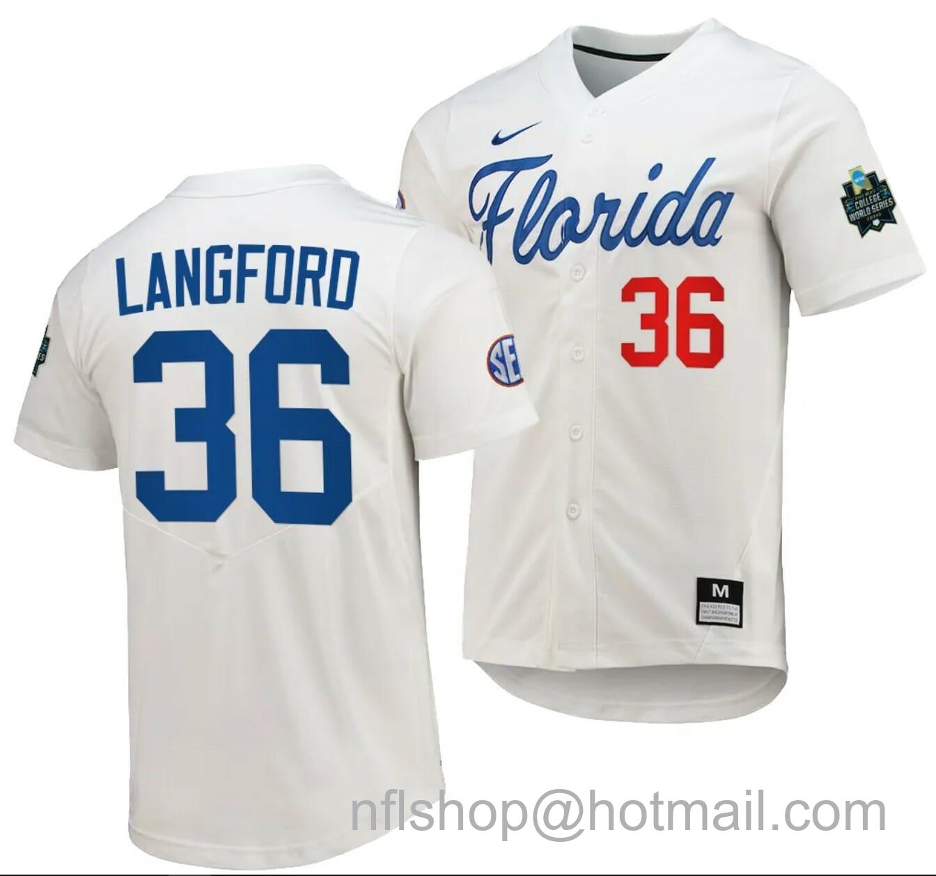 Men's Nike Wyatt Langford Jersey Florida Gators 2023 College World Series White #36 Replica NCAA Baseball