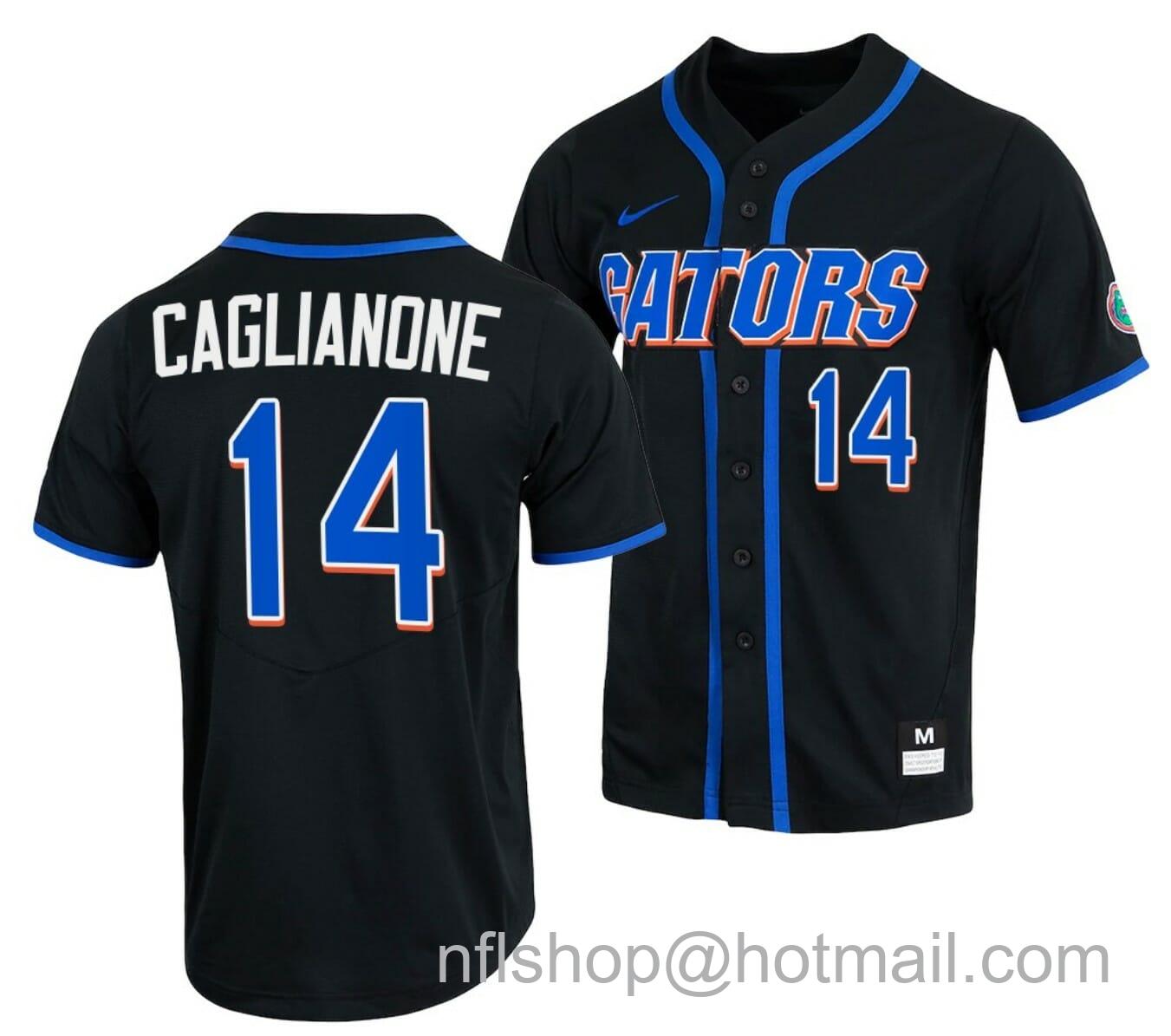 Men's Nike Jac Caglianone Jersey Florida Gators College Baseball Full-Button Black #14