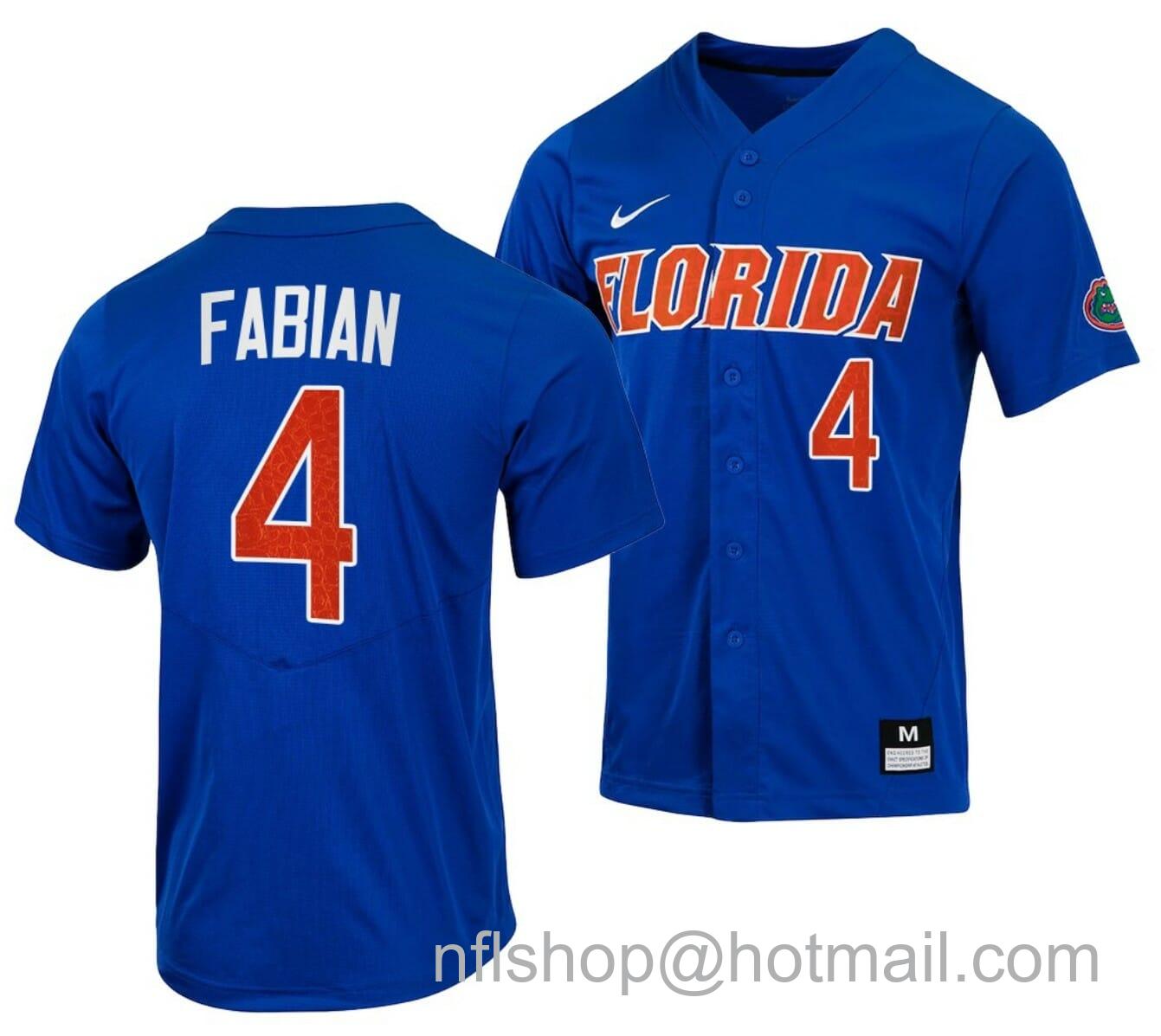 Men's Nike Jud Fabian Jersey Florida Gators College Baseball Full-Button Royal #4