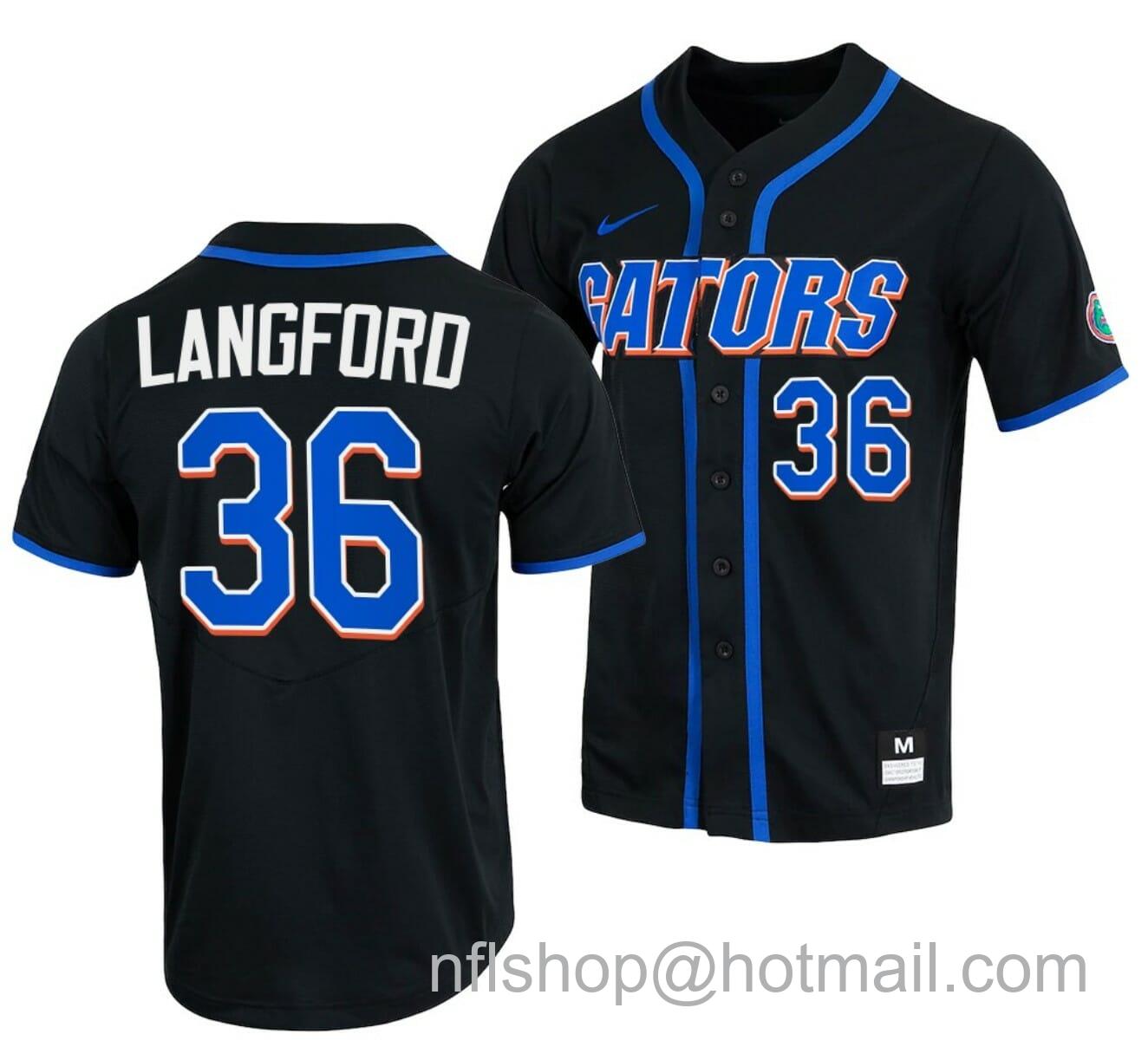 Men's Nike Wyatt Langford Jersey Florida Gators College Baseball Full-Button Black #36