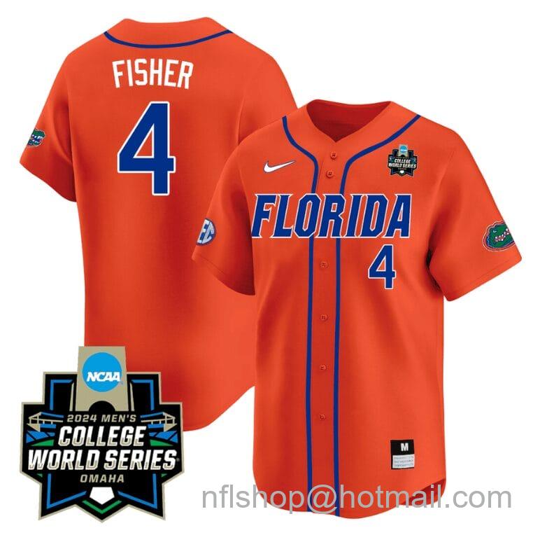 Men's Nike Cade Kurland Jersey #4 Florida Gators 2024 College World Series Vapor Premier Limited NCAA Baseball Stitched Florida Orange