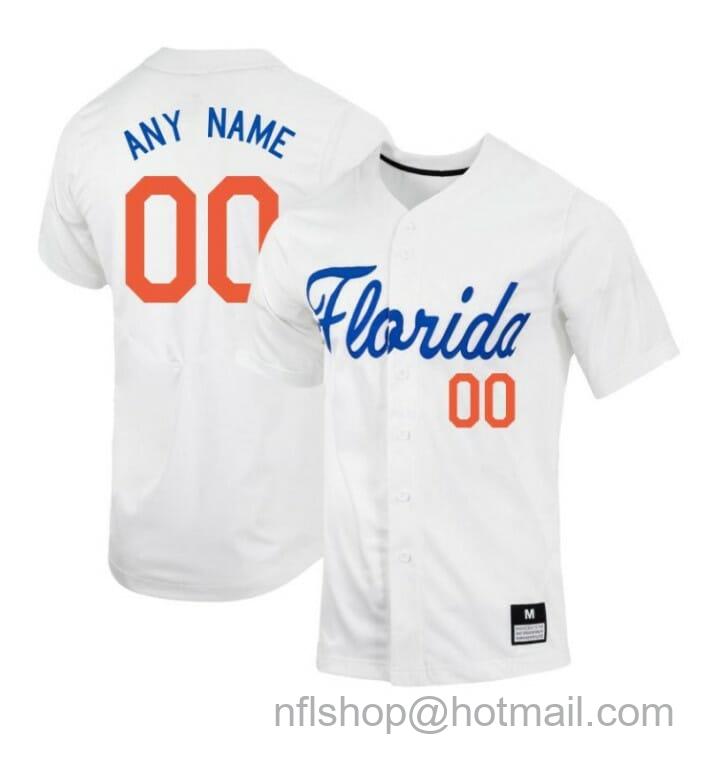 Men's Nike Custom Florida Gators Jersey Name and Number Baseball NCAA College White