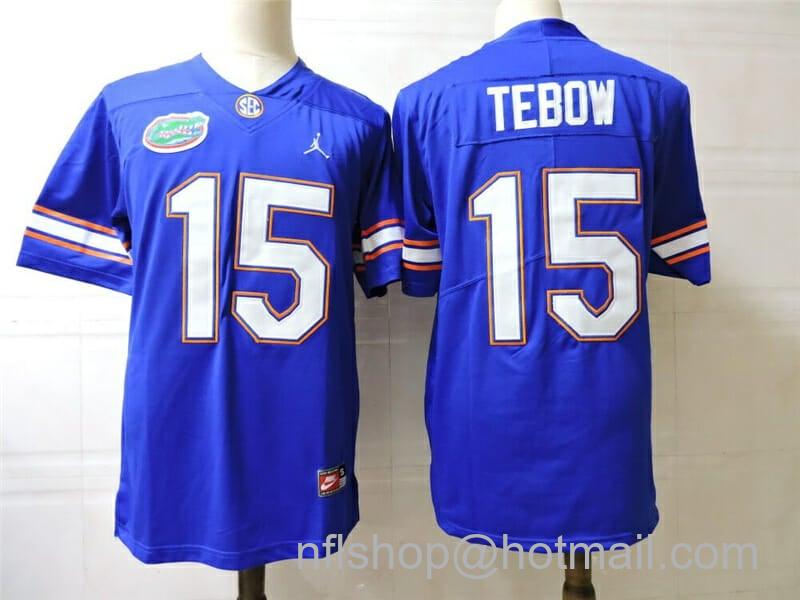 Men's Jordan Brand Florida Gators #15 Tim Tebow College Football Jersey Blue