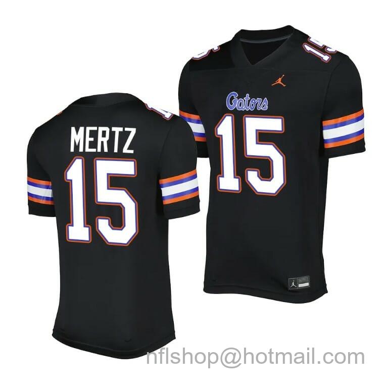 Men's Jordan Brand Florida Gators Graham Mertz Jersey #15 Alternate Game Black 2023 Salute To Service Uniform