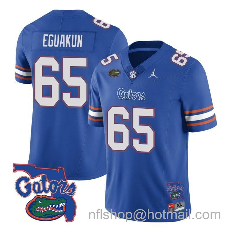 Men's Jordan Brand Kingsley Eguakun Jersey #65 Florida Gators Vapor Limited College Football Royal