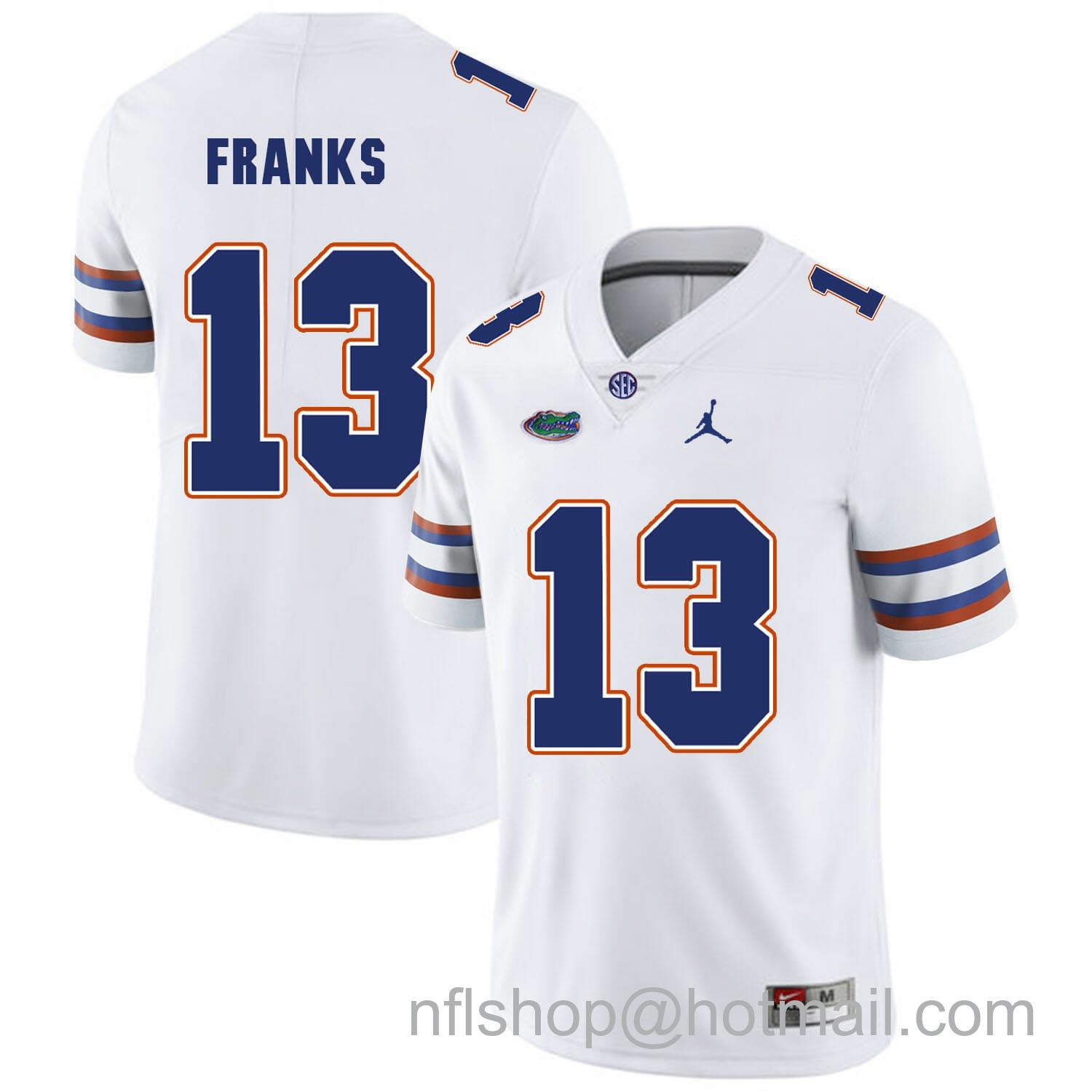 Men's Jordan Brand Florida Gators #13 Feleipe Franks College Football Jersey White Logo Patch