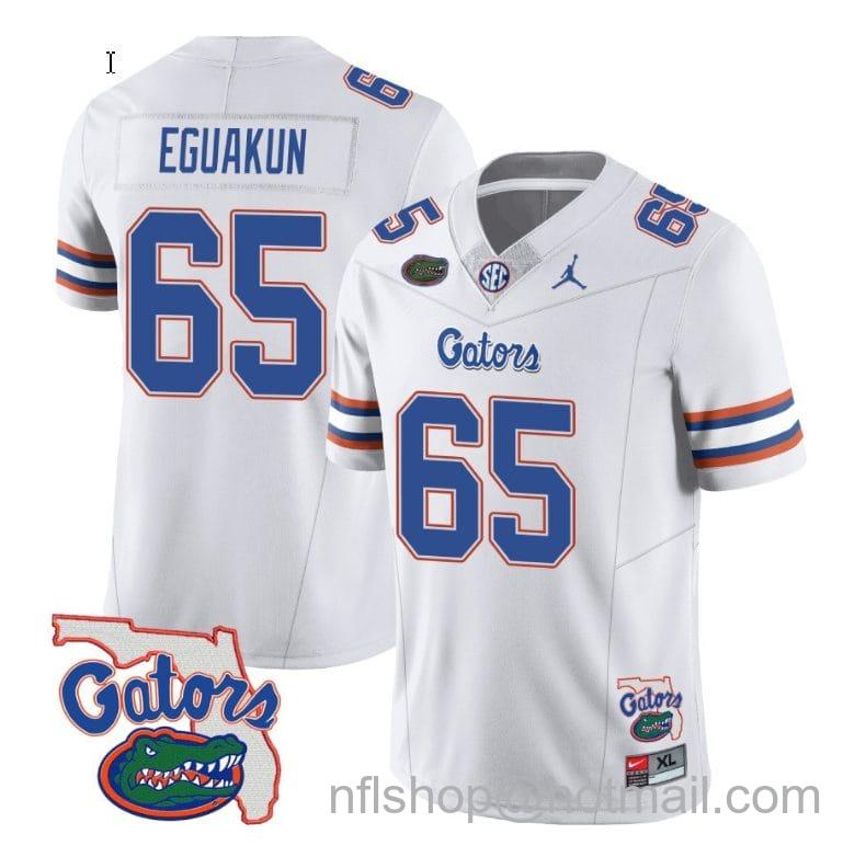 Men's Jordan Brand Kingsley Eguakun Jersey #65 Florida Gators Vapor Limited College Football White