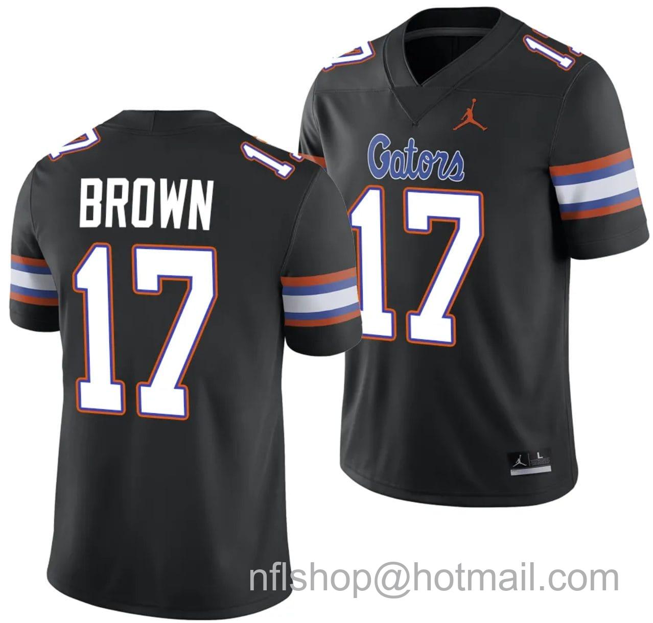 Men's Jordan Brand Max Brown Jersey #17 Florida Gators Alternate College Football 2023-24 Black