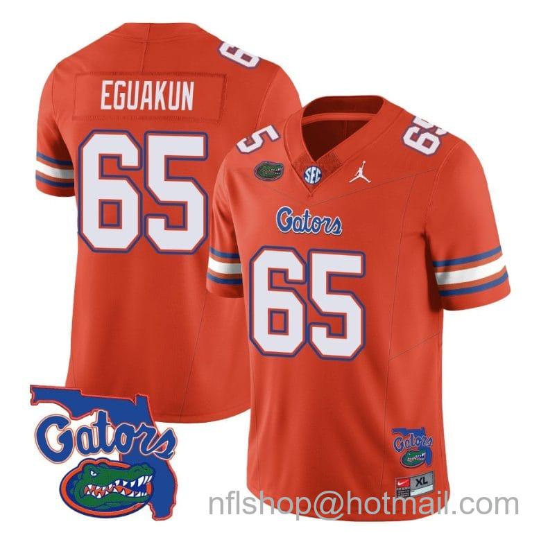 Men's Jordan Brand Kingsley Eguakun Jersey #65 Florida Gators Vapor Limited College Football Orange