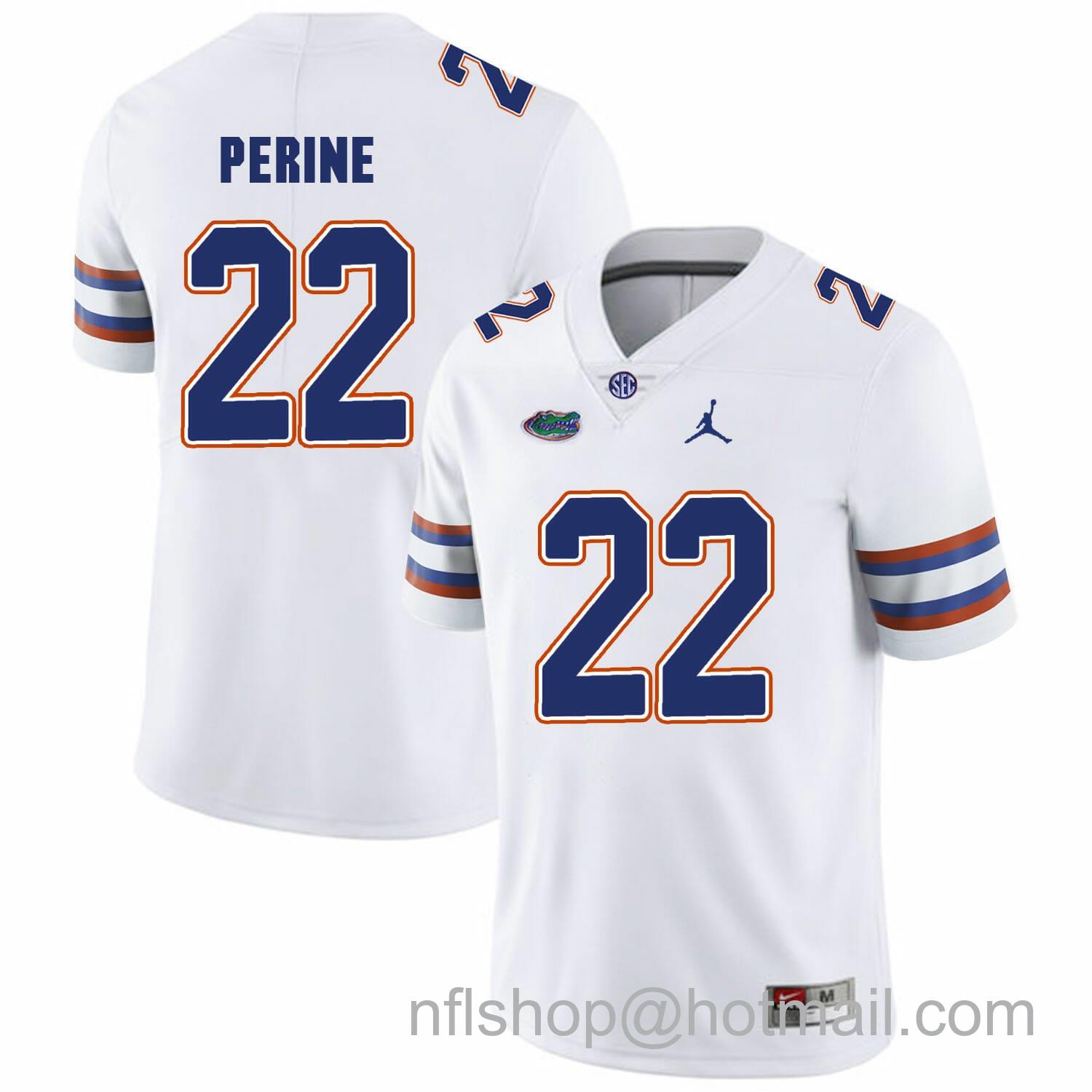 Men's Jordan Brand Florida Gators #22 Lamical Perine NCAA Football Jersey White Logo Patch