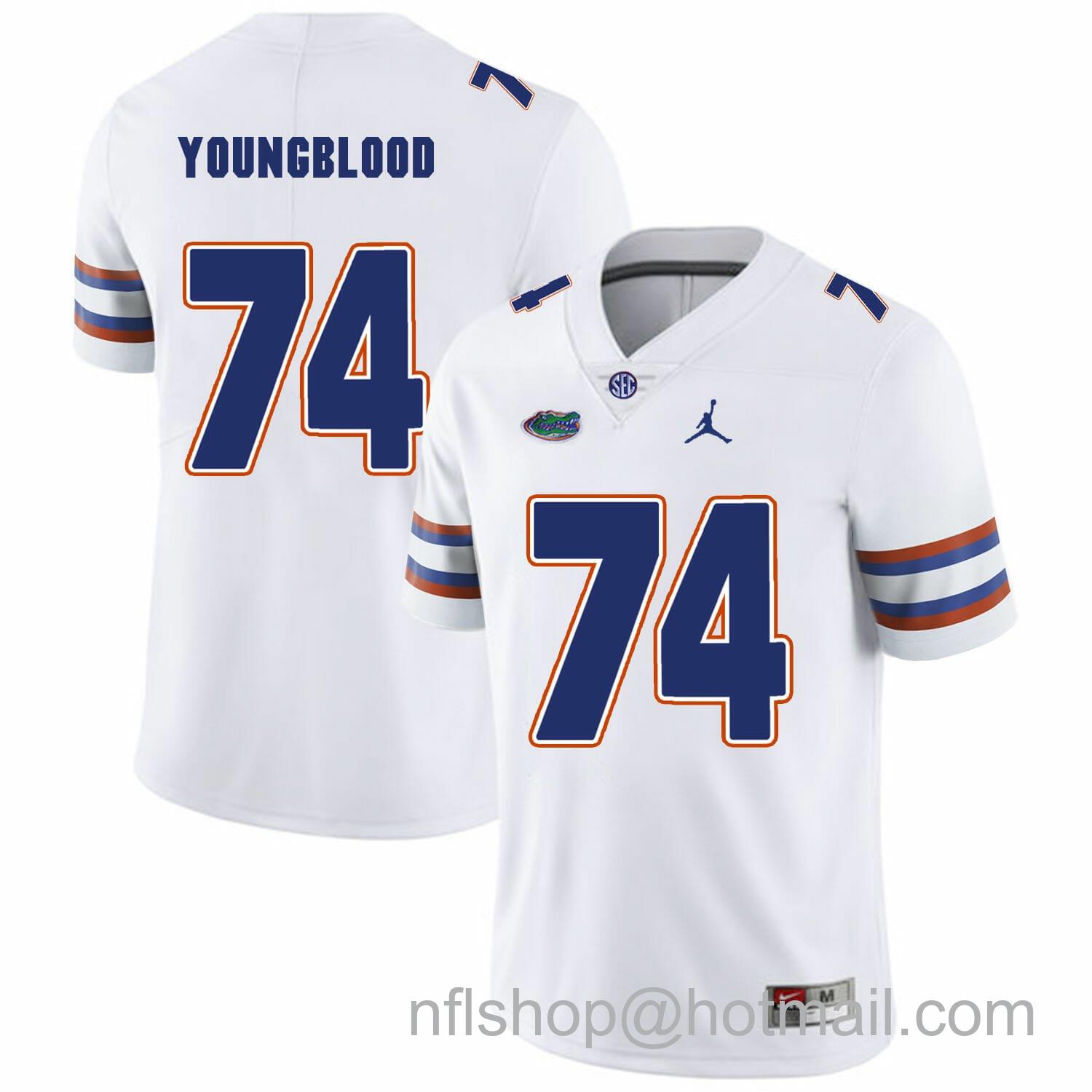 Men's Jordan Brand Florida Gators #74 Jack Youngblood NCAA Football Jersey White Logo Patch